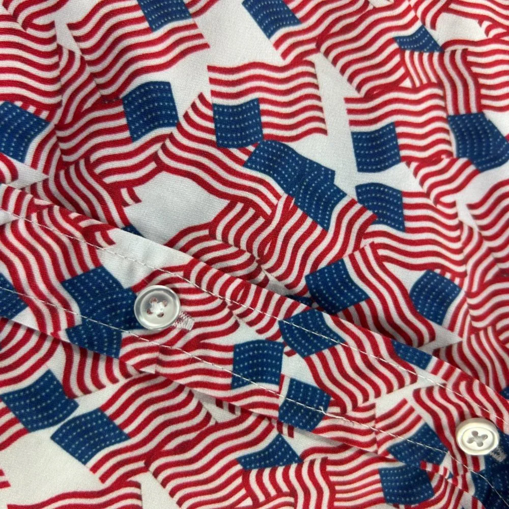 Tropical Collection Mens Shirt Size Large Patriotic USA Flags 4th of July - Picture 5 of 9